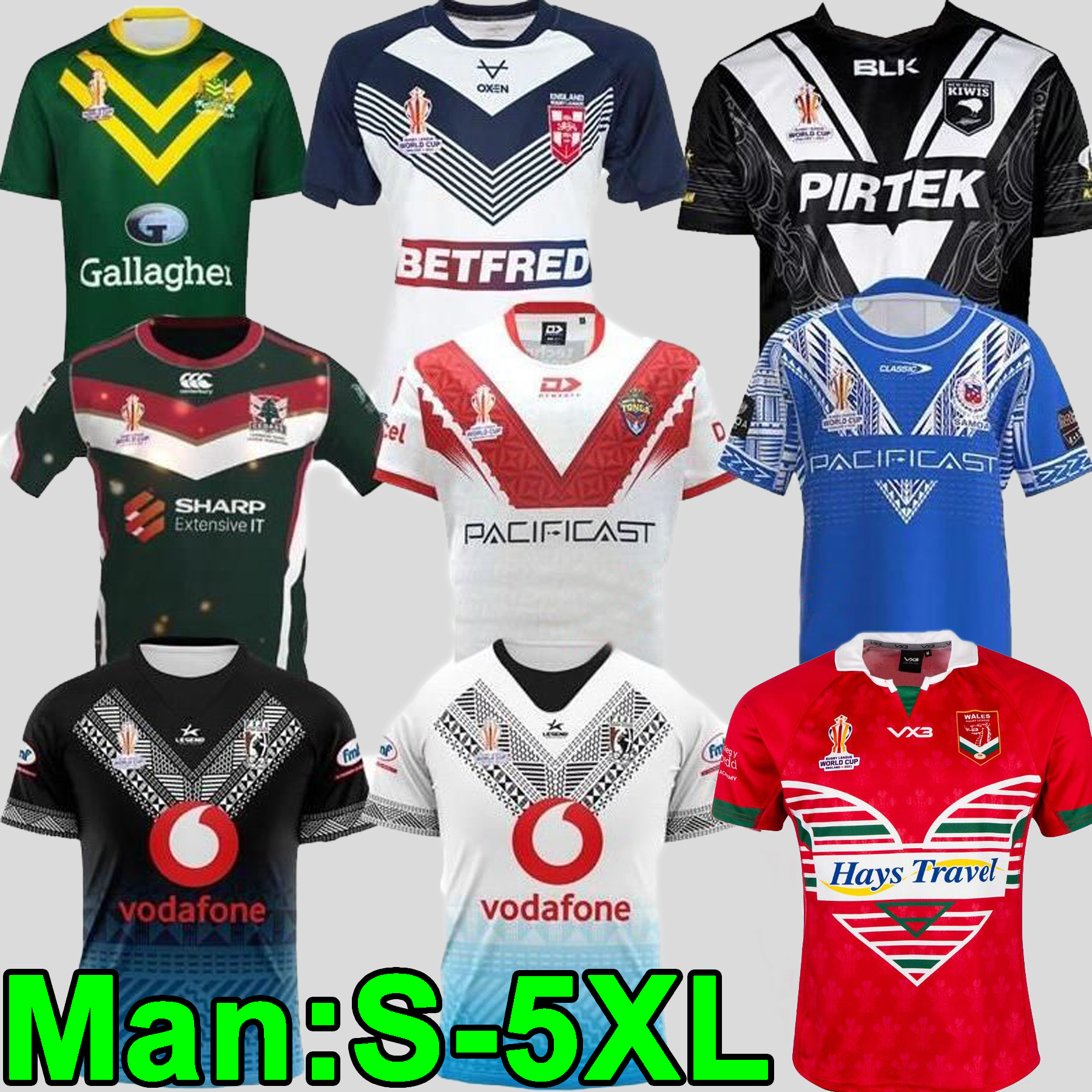 

2022 Australia KANGAROO Rugby league Jerseys world cup 2021 FIJI engLANDS KIWIS Tonga RLWC Samoa Scotland Samoa home away shirts Size S-5XL, 2022 fiji home rlwc jersey