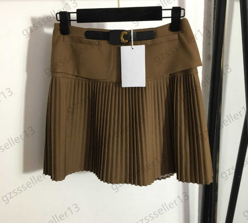 Brand Womens Skirt Hardware Logo Leather Buckle High Waist Slim Pleated Short Skirt Safety Pants Lined With Light-Proof Design Miniskirt Women Clothes 2 Colors 1970
Brand Womens Skirt Hardware Logo Leather Buckle High Waist Slim Pleated Short Skirt Safety Pants Lined With Light-Proof Design Miniskirt Women Clothes 2 Colors 1970