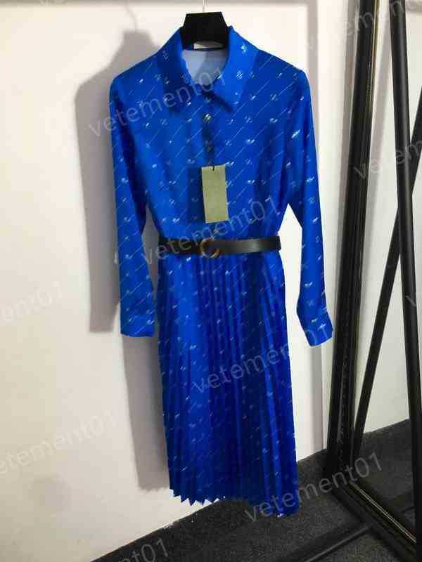 Designer Womens Dresses Fashion Brand Lapel Temperament Waist Slim Logo Print High Quality Party Pleated Dress Luxury Women Clothing Casual Dresses One
Designer Womens Dresses Fashion Brand Lapel Temperament Waist Slim Logo Print High Quality Party Pleated Dress Luxury Women Clothing Casual Dresses One