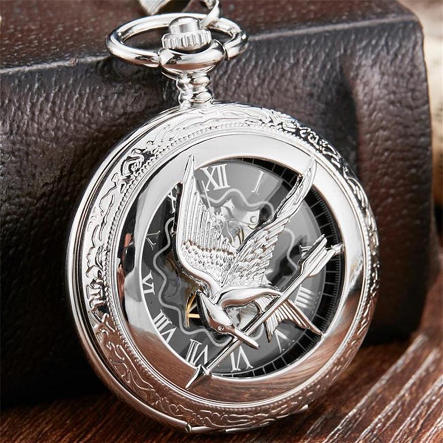 Retro Vintage Hollow The Hunger Games Mockingjay Mockingbird Quartz Pocket Watch Necklace Chain Fashion Silver relogio de bolso T2005022722, Black
Retro Vintage Hollow The Hunger Games Mockingjay Mockingbird Quartz Pocket Watch Necklace Chain Fashion Silver relogio de bolso T2005022722, Black
