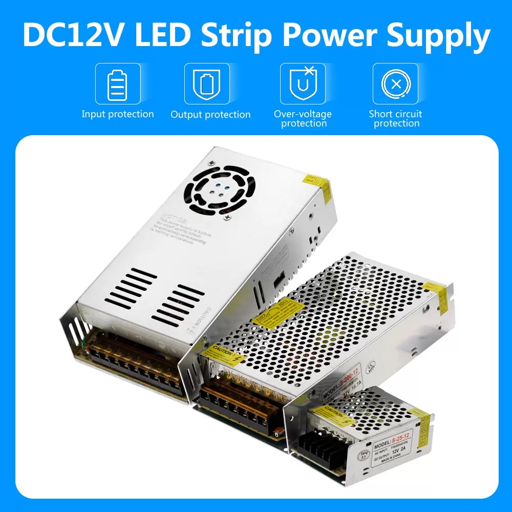 Lighting Transformers AC110V 220V to DC12V Power Supply Adapter 1A 3A 5A 8A 10A 15A 20A 25A 30A 40A 50A LED Strip Switch Driver
