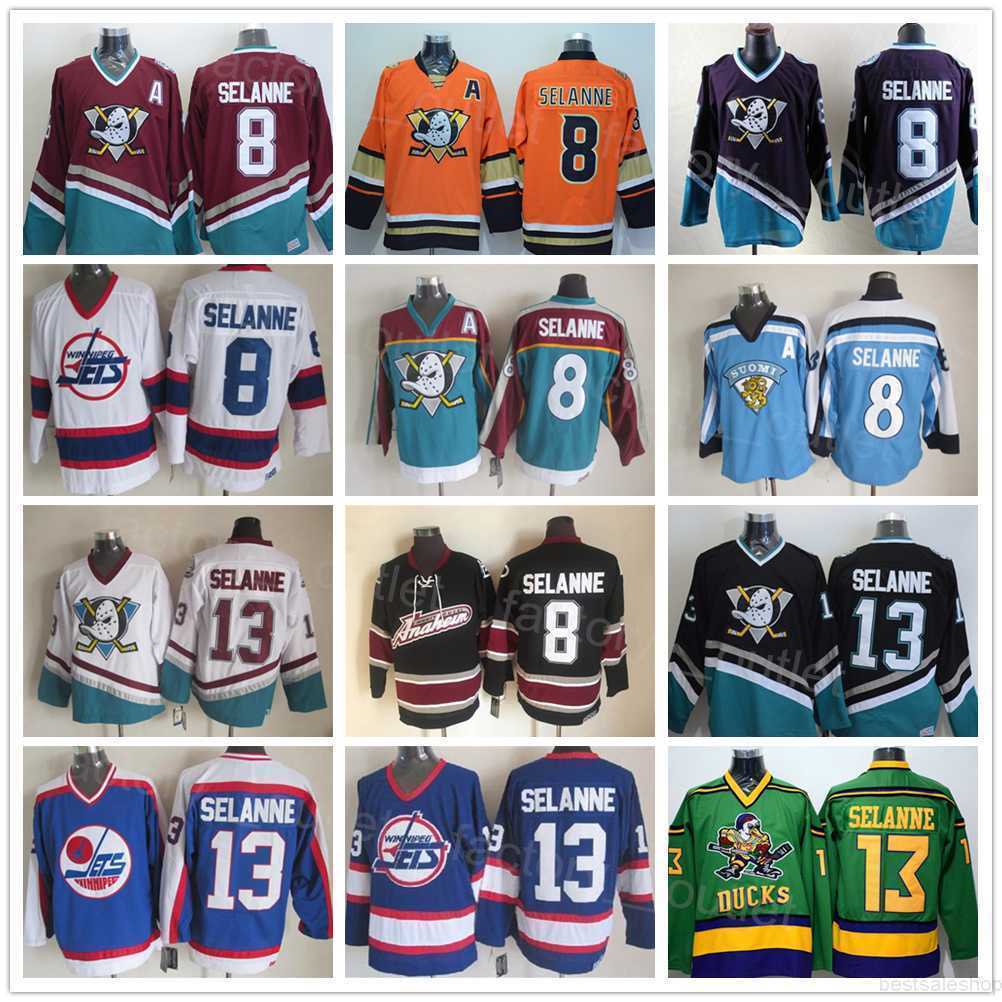 Throwback Anaheim Retro Ducks Hockey 8 Teemu Selanne Jersey Team Color Mighty Purple Black White Orange Red Blue Vintage Classic For Sport Fans Breathable Sewing
Throwback Anaheim Retro Ducks Hockey 8 Teemu Selanne Jersey Team Color Mighty Purple Black White Orange Red Blue Vintage Classic For Sport Fans Breathable Sewing