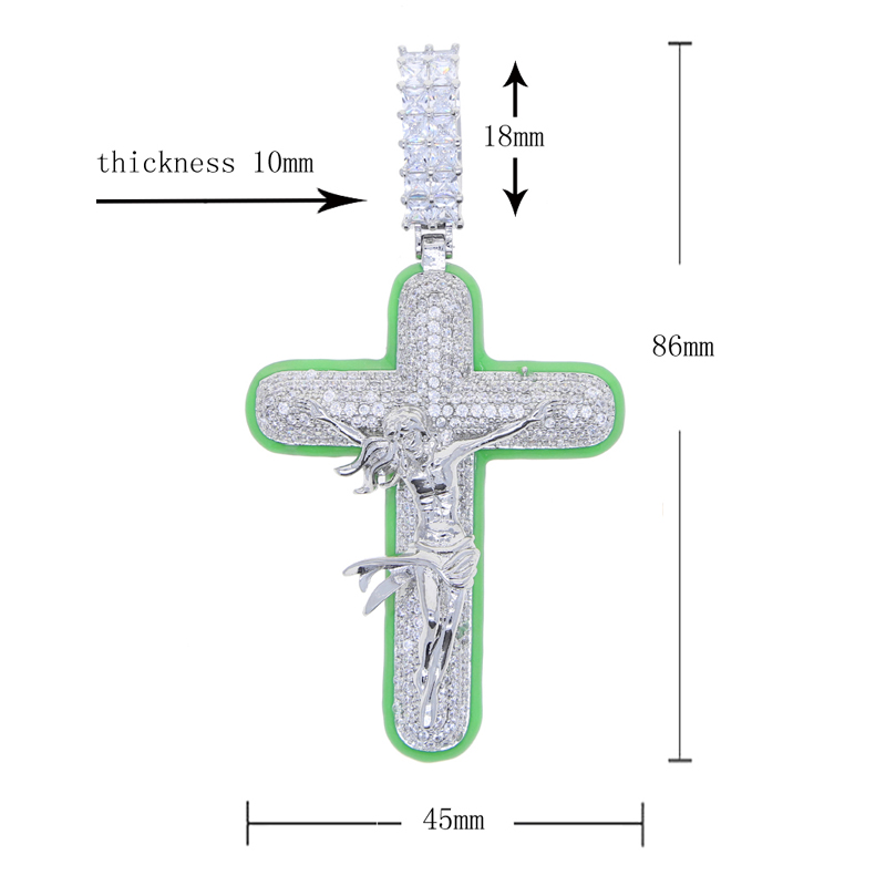 Hip Hop Cross Pendant Tennis Chain, 5A Zirconia Iced Out Bg Necklace, Men Women HipHop Jewelry