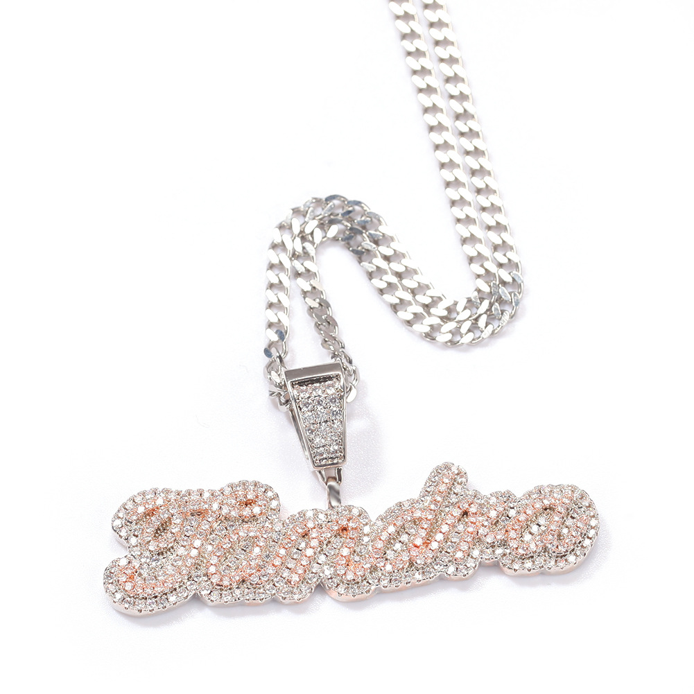 Hip Hop A-Z Custom Small Letters Pendant Necklace Bling T Zircon 18K Real Gold Plated Jewelry