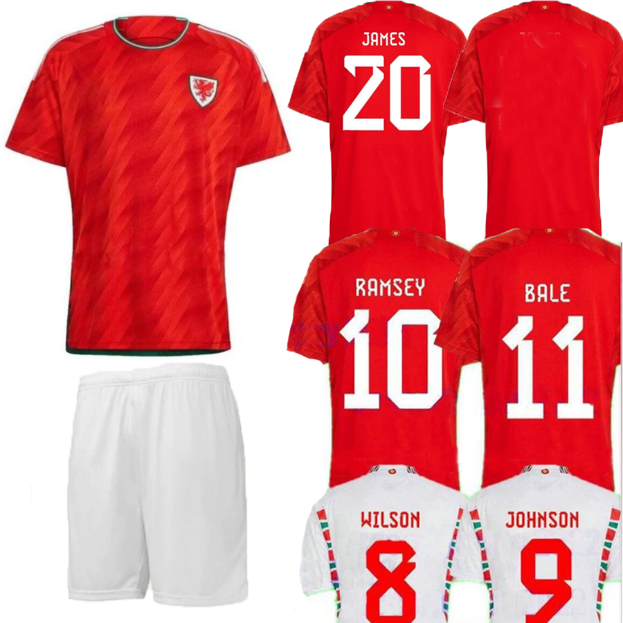 2022 23 wales soccer jerseys PLayer Fans maillot de foot world cup BALE WILSON ALLEN RAMSEY football shirts men kids home away Rodon VOKES JAMES JOHNSON WILSON uniform, 22 23 red home kit+socks