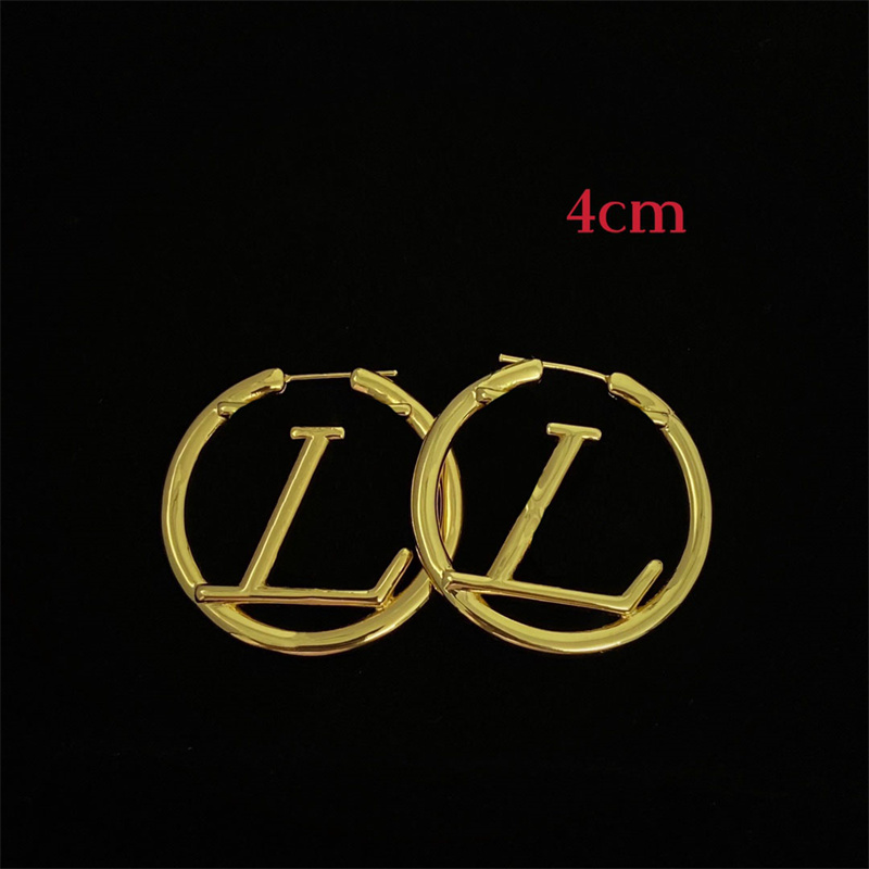 Womens Designer Earrings Luxury Jewelry Hoop Earring Classic Letter L Ear Studs Fashion Gold Silver Earrings Lady Big Circle Rings Earring