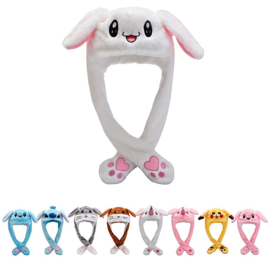 Light Up Wild Animal Plush Hat with Moving Ears Led Flashing Jumping Warm Cap Halloween Christmas Birthday Favor Fits Kids Adults