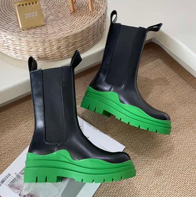 Women Boots Chunky Boot Fashion Anti-Slip Platform Bootie Real Leather Crystal Outdoor Boots