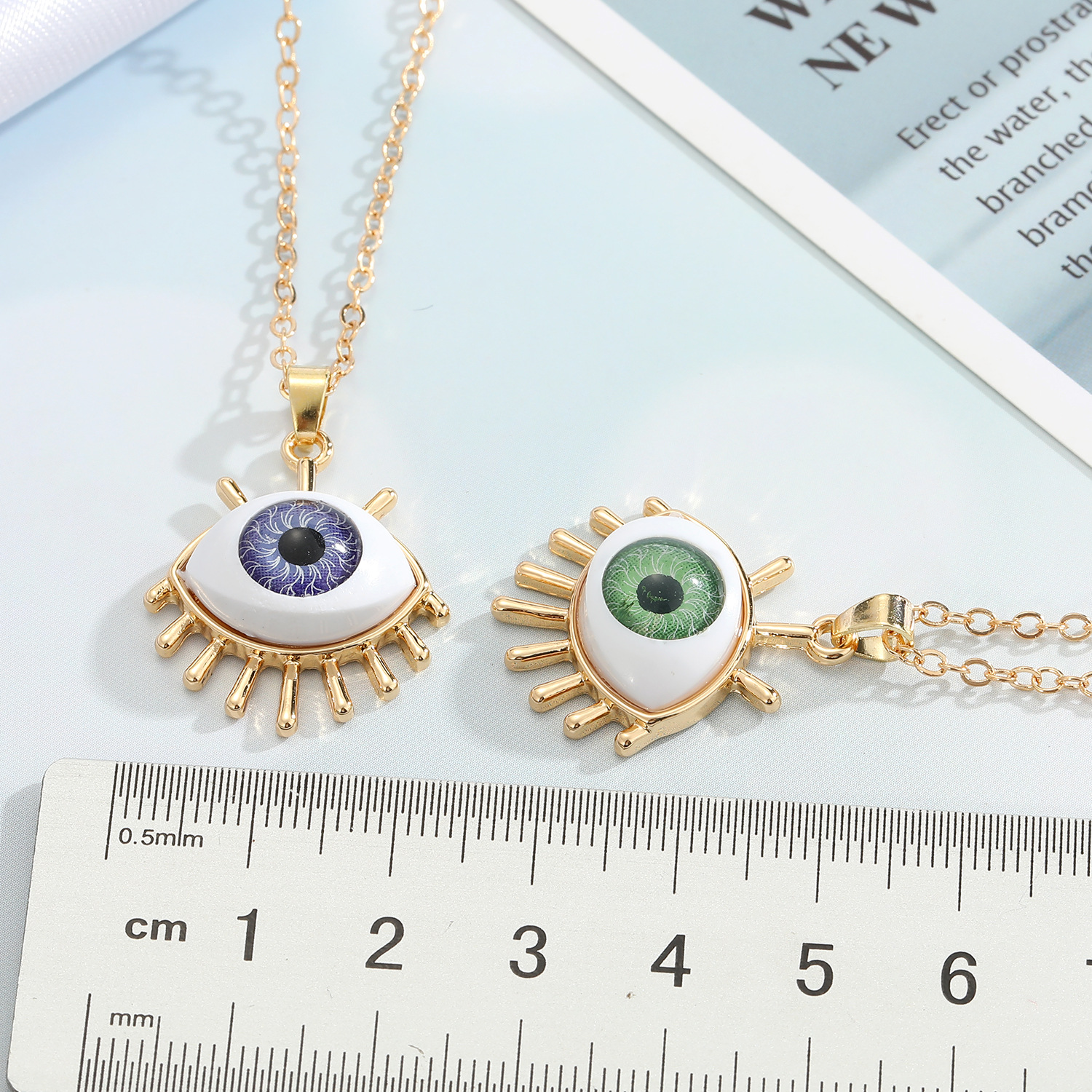 Resin Evil Eye Pendant Necklaces For Women Gift Jewelry Colored Eyelash Turkish Blue Eye Sweater Clavicle Chain Necklace