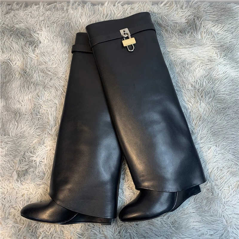Boots GCYFWJ New Ins Women Genuine Leather Lock Buckle Boots For Woman Knee High Wedges High Heels Shoes Ladie Pointed Toe Party Boats T221028, Black
Boots GCYFWJ New Ins Women Genuine Leather Lock Buckle Boots For Woman Knee High Wedges High Heels Shoes Ladie Pointed Toe Party Boats T221028, Black