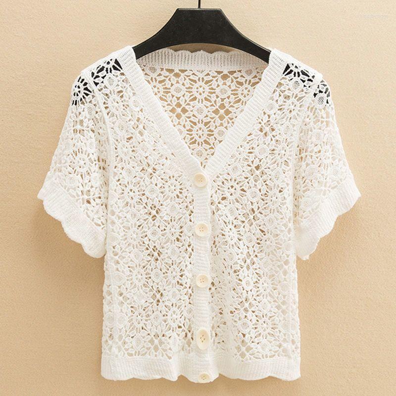 Women's Knits Women's & Tees Ladies Lace Hollow Outer Jacket 2022 Korean Summer All-match Casual Short-sleeved V-neck Sweater Western, White
Women's Knits Women's & Tees Ladies Lace Hollow Outer Jacket 2022 Korean Summer All-match Casual Short-sleeved V-neck Sweater Western, White