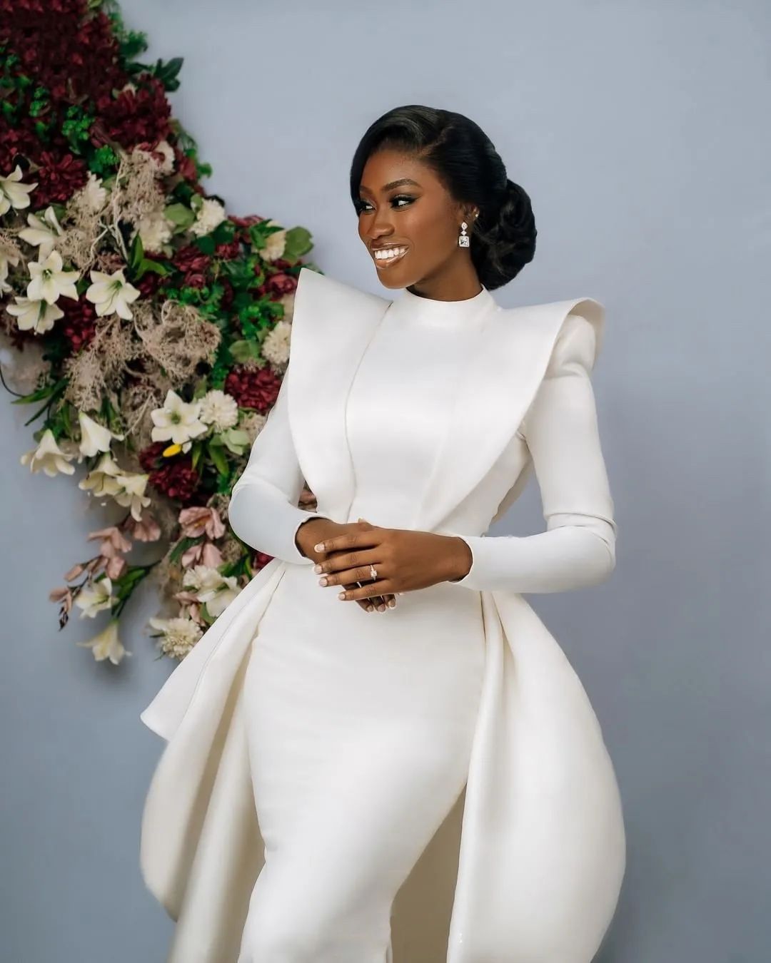 Modest High Neck Mermaid Wedding Dresses Muslim Long Sleeve Bridal Gowns With Detachable Train Vestido de novia