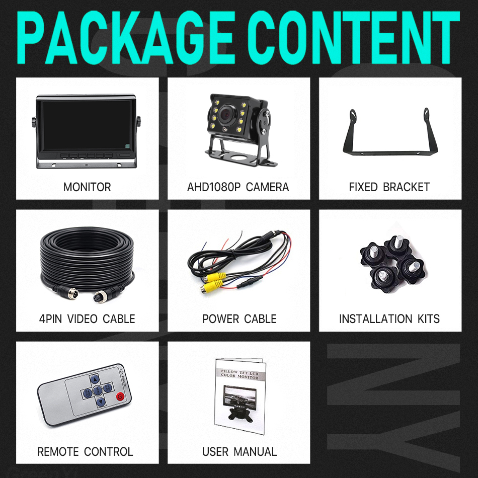 7 inch AHD 1080P IR Rear View Camera Truck Waterproof High Definition Vehicle IPS Monitor Sunshade For Car Bus