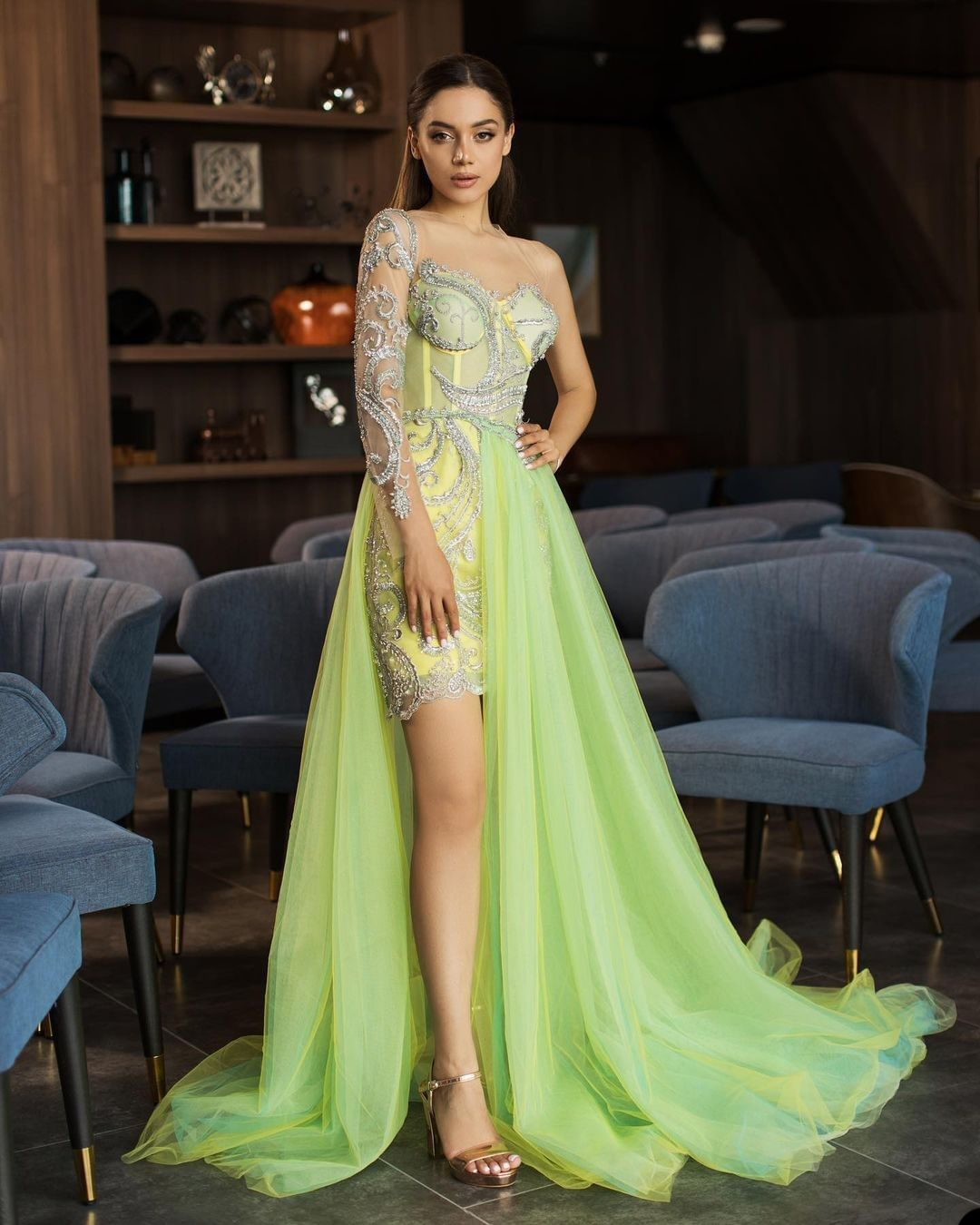 Sparking Illusion Prom Dresses Crystals Short Party Dresses Sequins Ruched with Overskirts Custom Made Evening Dress