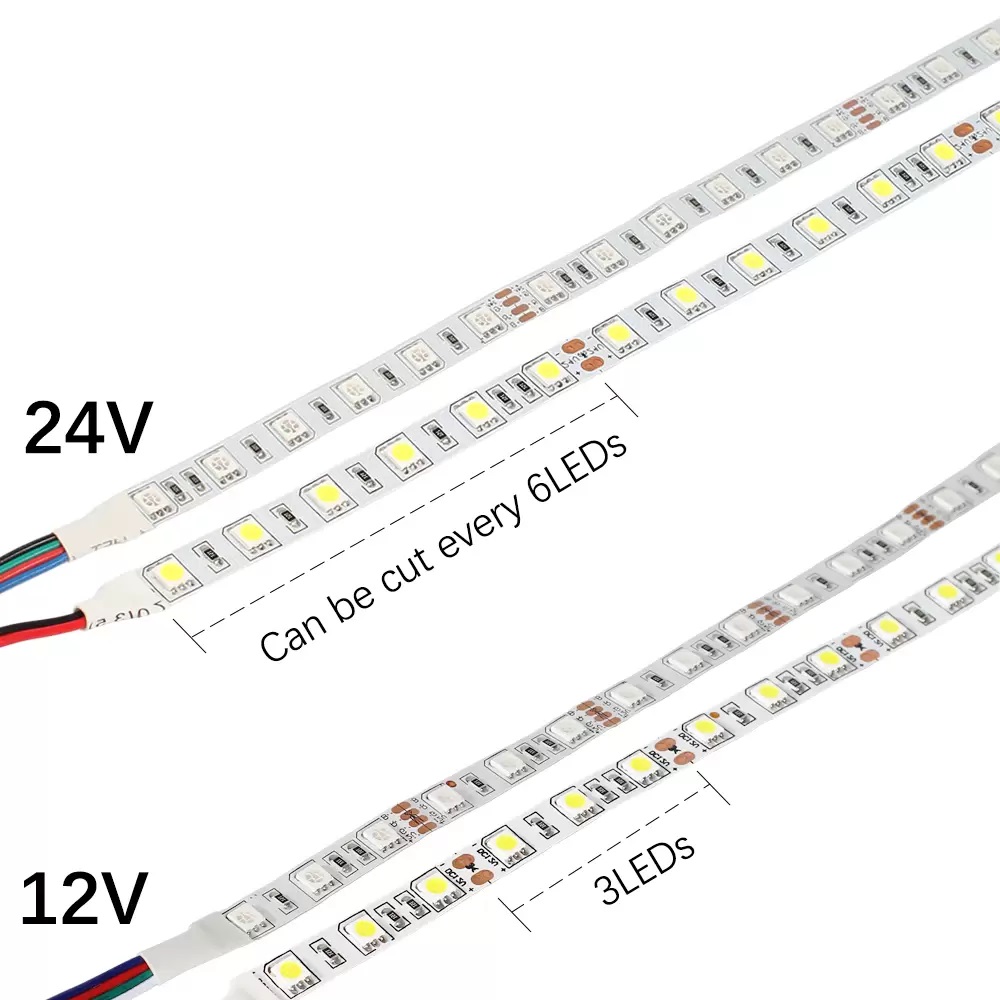 5V 12V 24V LED Light Strip TV Backlight Waterproof SMD 5050 5M 60Leds/M Warm White RGB LED Strip Light For Room Bedroom