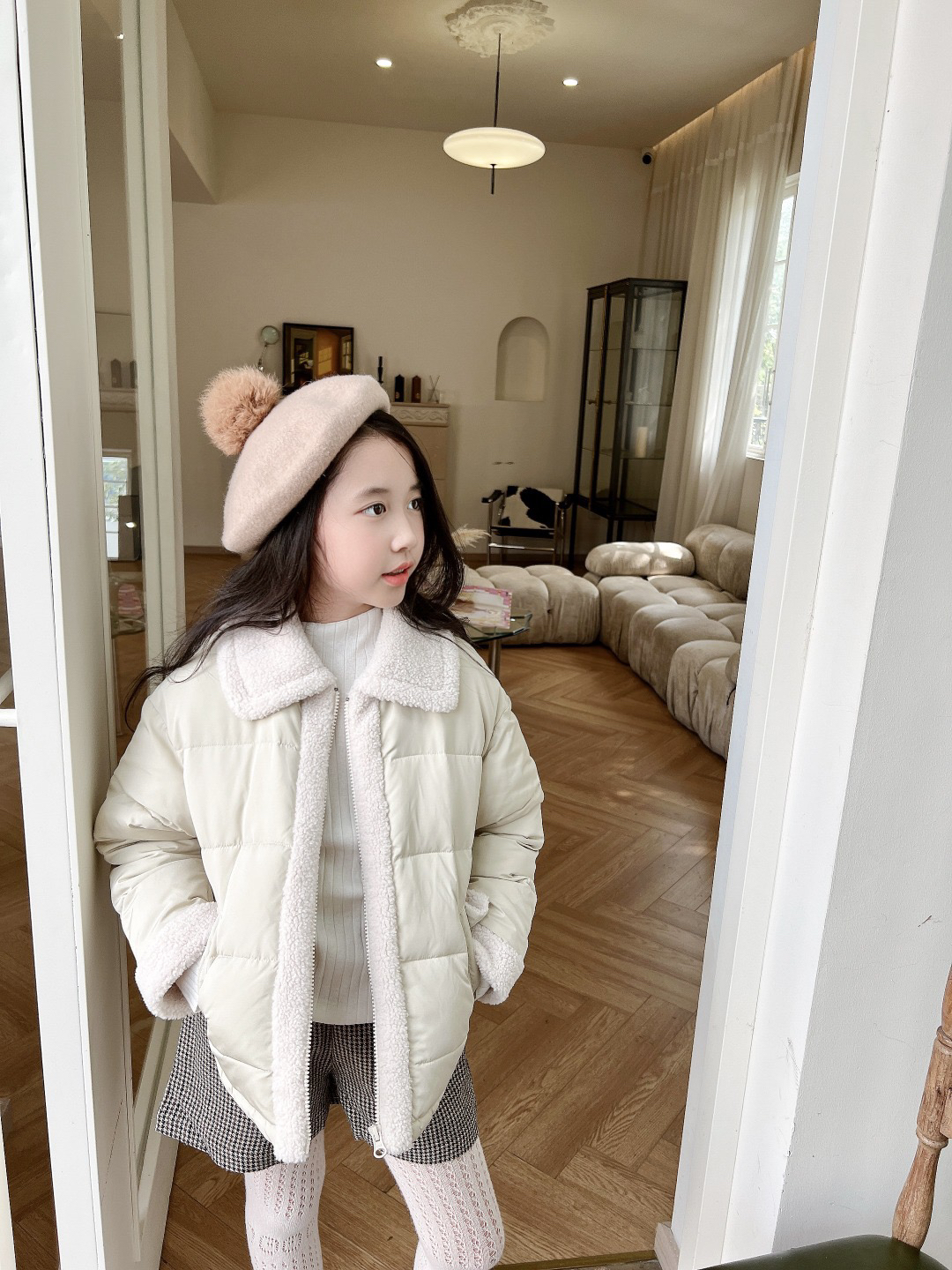 Kids Girls Jacket Toddle Lapel Tweed Down Coat Autumn Winter Baby Girl Windbreaker Outwear Clothes