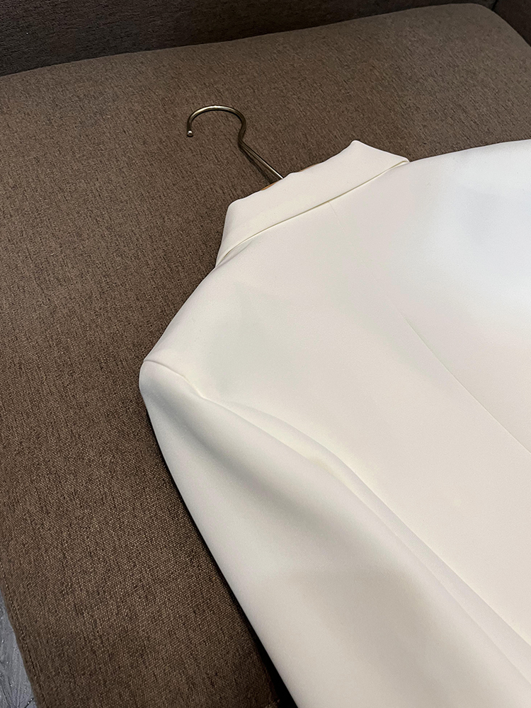 Autumn white and black solid color two-piece long sleeved split single button sports jacket top high waisted flared pants long pants set