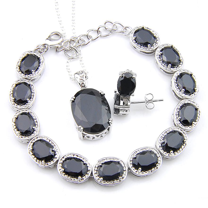 Halloween Gift Stud Earrings Pendants Bracelet 3Pcs Jewelry Sets Oval Black Onyx 925 Silver Necklaces Sets Fashion For Women Jewel191E
Halloween Gift Stud Earrings Pendants Bracelet 3Pcs Jewelry Sets Oval Black Onyx 925 Silver Necklaces Sets Fashion For Women Jewel191E