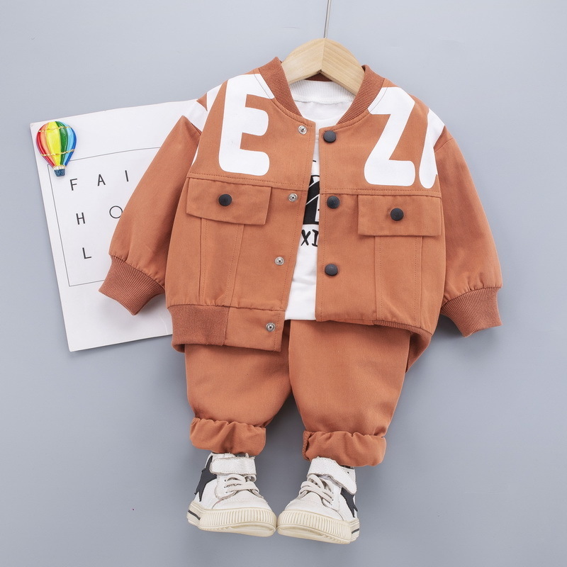 Clothing Sets Boys Children Fashion Cartoon Baby Long Sleeve T-shirt Coat And Pants Suit 3pcs Outfits Kids Sport Suit1-4 years 221107
