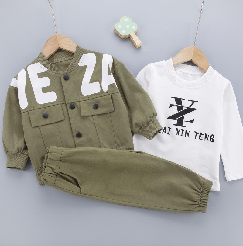 Clothing Sets Boys Children Fashion Cartoon Baby Long Sleeve T-shirt Coat And Pants Suit 3pcs Outfits Kids Sport Suit1-4 years 221107