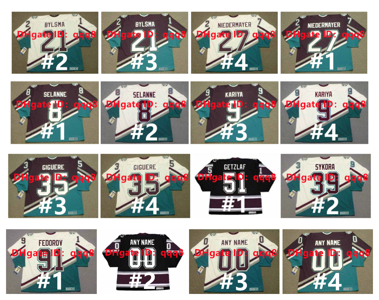 Vintage CCM Anaheim PAUL KARIYA Hockey Jersey Ducks SCOTT NIEDERMAYER TEEMU SELANNE STEVE RUCCHIN JEAN-SEBASTIEN GIGUERE COREY PERRY SERGEI FEDOROV STU GRIMSON