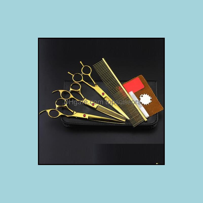 Hair Scissors 4 Kits Professional Gold Pet 7 Inch Shears Cutting Hair Scissors Set Dog Grooming Clipper Thinning Barber Hairdressing Dhi32
Hair Scissors 4 Kits Professional Gold Pet 7 Inch Shears Cutting Hair Scissors Set Dog Grooming Clipper Thinning Barber Hairdressing Dhi32