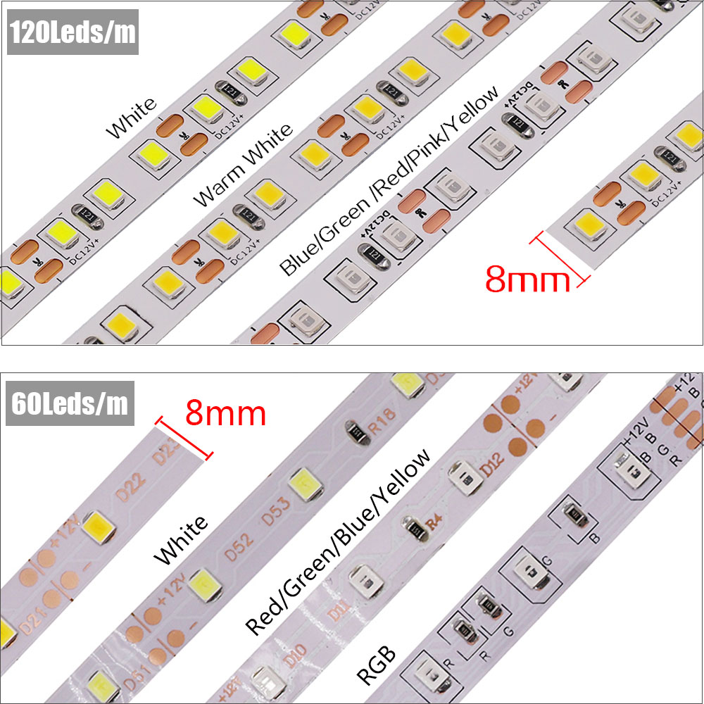 5M LED Strip SMD 5050 5054 LED Tape Waterproof Ribbon Diode 12V 2835 Flexible Neon Light 60/120Leds/m LED Lights for Room Decor