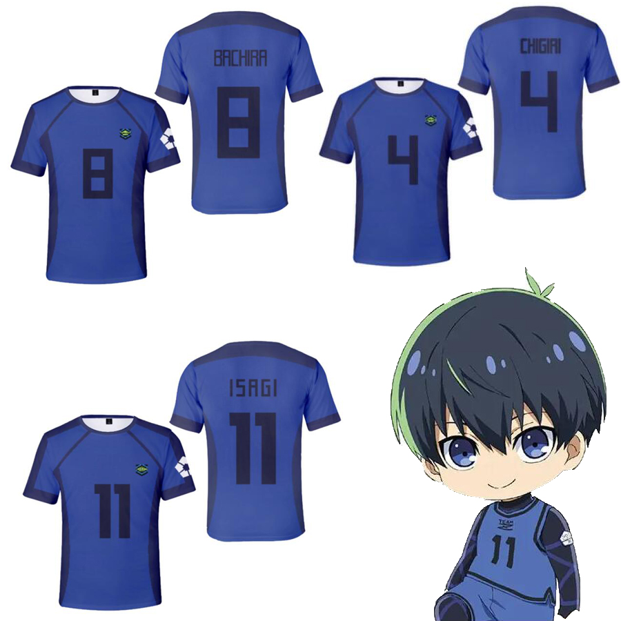 

Anime BLUE LOCK T shirt Cosplay Costume Meguru Bachira Isagi Yoichi Chigiri Hyoma Short Sleeve T-Shirt Football Soccer Jersey Uniform, 005