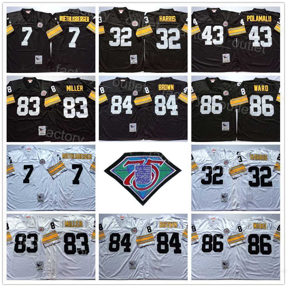 Throwback Mitchell and Ness 75th Football 7 Ben Roethlisberger Jersey 1975 Retro 43 Troy Polamalu 83 Heath Miller 84 Antonio Brown 86 Hines Ward 32 Franco Harris ncaa, Black
Throwback Mitchell and Ness 75th Football 7 Ben Roethlisberger Jersey 1975 Retro 43 Troy Polamalu 83 Heath Miller 84 Antonio Brown 86 Hines Ward 32 Franco Harris ncaa, Black