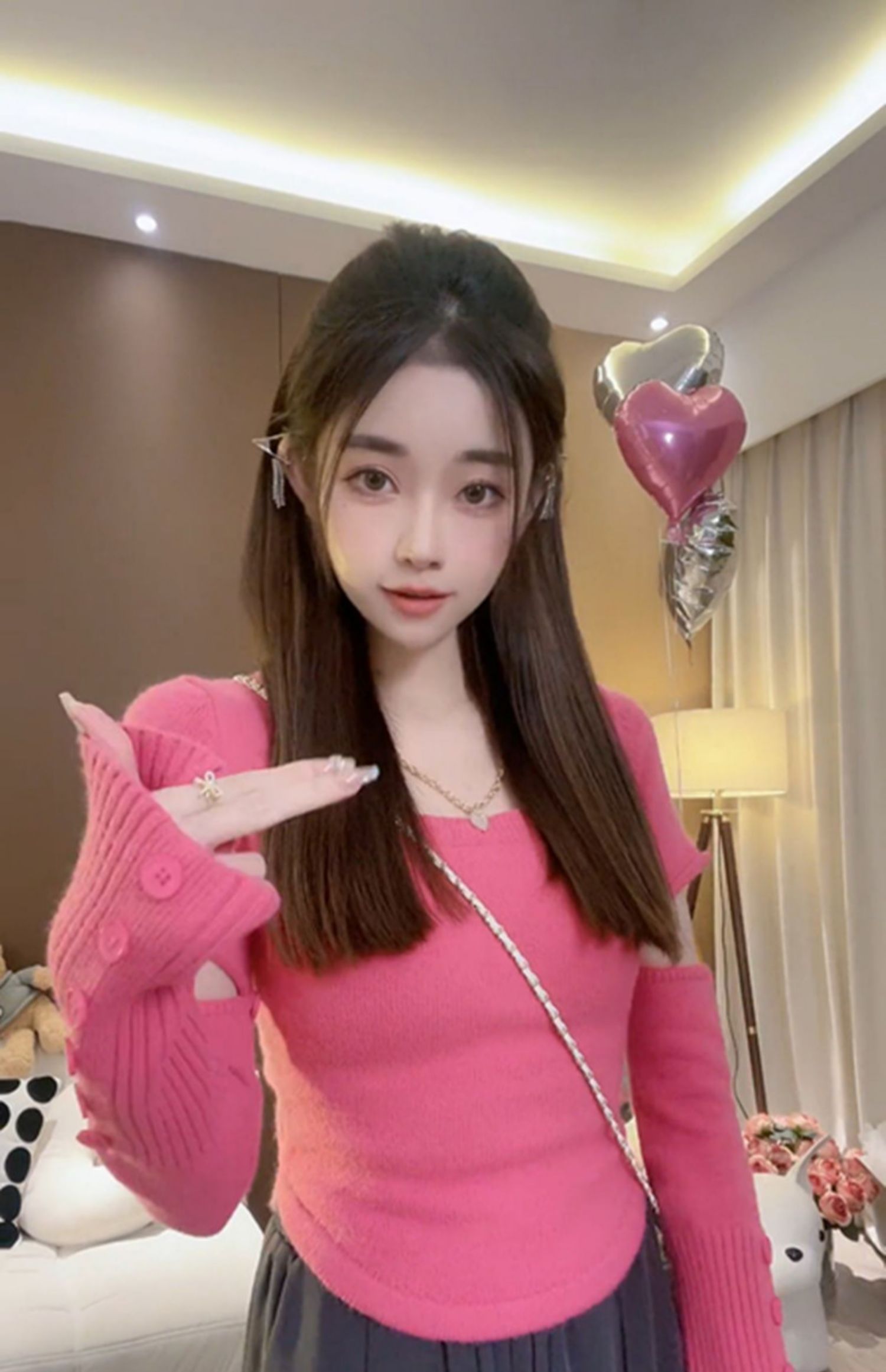 Womens o-neck hollow out long sleeve solid color short knitte sweater shirt tops SMLXL