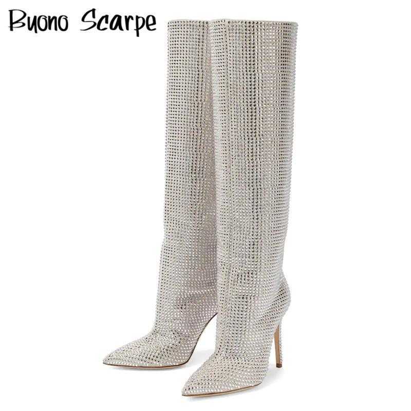Boots Rhinestone Women High Heel Boots 11.5cm Thin Heel Crystal Knee High Boots Ladies Slip On Strass Botas Pointed Holly Bling Heels T221028, Gray silver
Boots Rhinestone Women High Heel Boots 11.5cm Thin Heel Crystal Knee High Boots Ladies Slip On Strass Botas Pointed Holly Bling Heels T221028, Gray silver