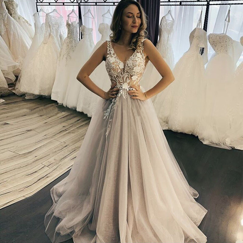 Illusion Bodice Boho Wedding Dresses Glitter Sparkle Nude Tulle With White Appliques Beach Bridal Dress suknia slubna Custom, Dark green
Illusion Bodice Boho Wedding Dresses Glitter Sparkle Nude Tulle With White Appliques Beach Bridal Dress suknia slubna Custom, Dark green