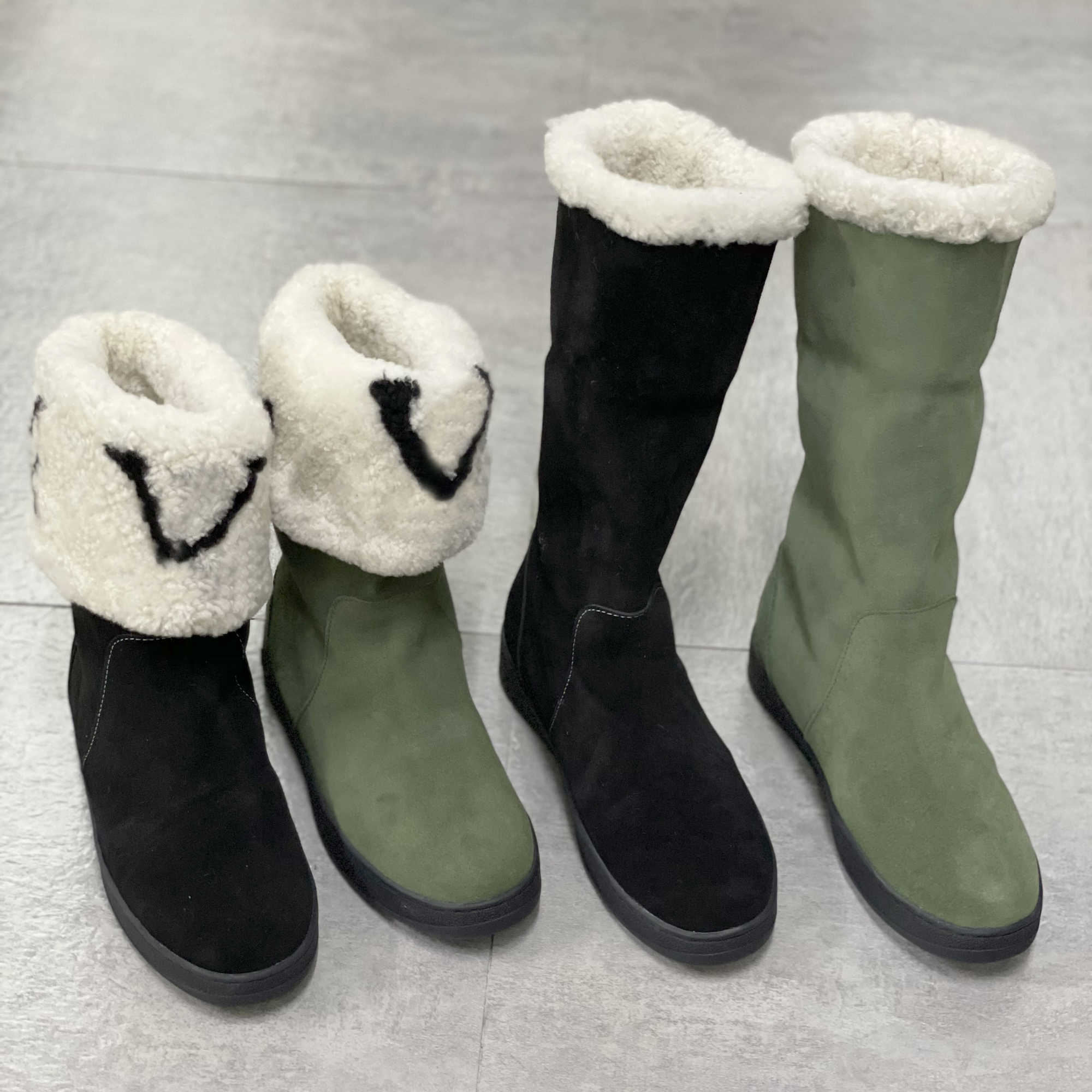 Women Snowdrop Flat Ankle Boots Cognac Brown Wool Fur Boot Fashion Luxury winter Booties Rubber Outsole Big Size With Box NO329