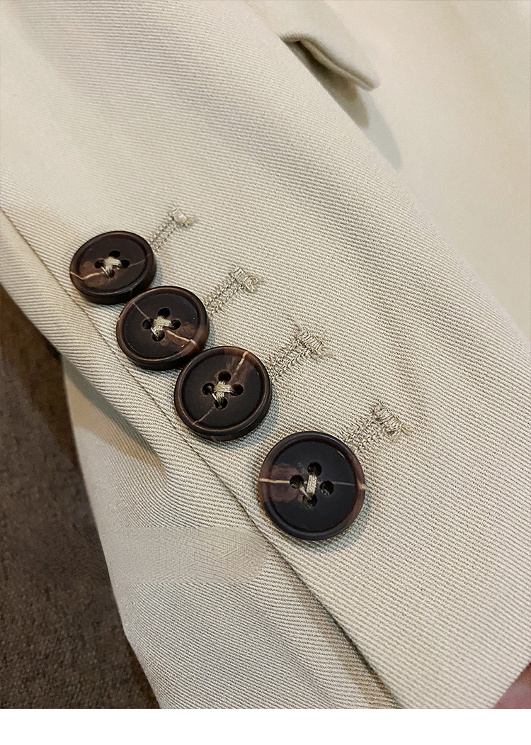 Autumn Beige Solid Color Two Piece Pants Sets Long Sleeve Notched-Lapel Single-Breasted Blazers Top & Vest & Long Pants Suits Set 5WF209316