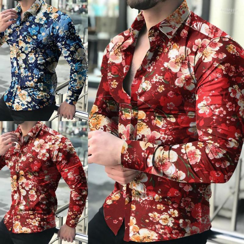 Men's Casual Shirts Men's Men Shirt Floral Print Buttons Summer Long Sleeve Lapel Top For Party, Blue
Men's Casual Shirts Men's Men Shirt Floral Print Buttons Summer Long Sleeve Lapel Top For Party, Blue