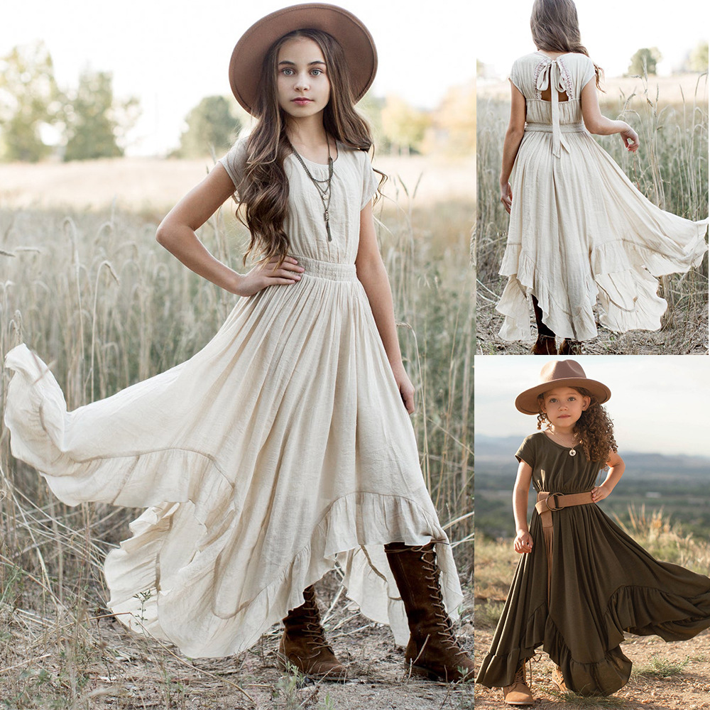 Fashion Girls Lace Cotton Bohemia Long Dresses Summer Children backless Irregular edge Princess Dress kids Party Dresses A9222, Pink
Fashion Girls Lace Cotton Bohemia Long Dresses Summer Children backless Irregular edge Princess Dress kids Party Dresses A9222, Pink