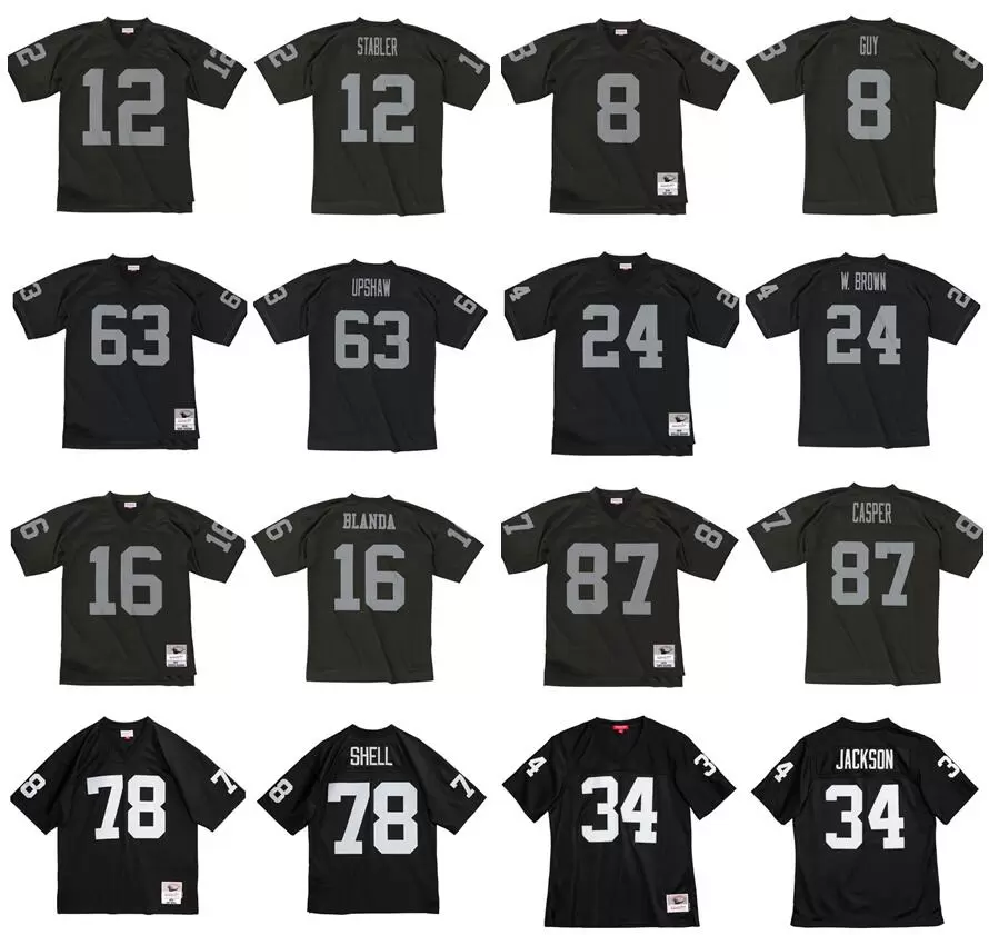 custom Stitched football Jersey 12 Ken Stabler 78 Shell 63 Upshaw 24 Brown 8 Guy 87 Casper 16 Blanda 34 Jackson 1976-2002 Mitchell & Ness re, Stitched jersey
custom Stitched football Jersey 12 Ken Stabler 78 Shell 63 Upshaw 24 Brown 8 Guy 87 Casper 16 Blanda 34 Jackson 1976-2002 Mitchell & Ness re, Stitched jersey