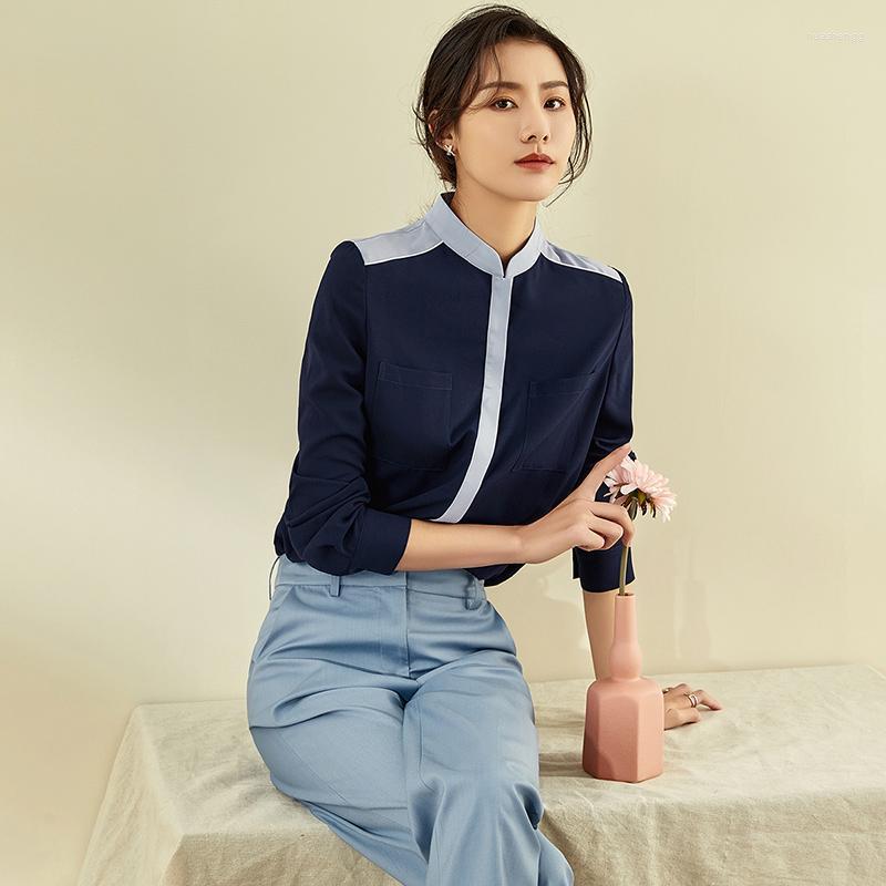 Women's Knits Women's & Tees Shirt 20 Spring And Autumn Design Sense Non-mainstream Western Style Stand Collar Chiffon Loose Long, Navy blue
Women's Knits Women's & Tees Shirt 20 Spring And Autumn Design Sense Non-mainstream Western Style Stand Collar Chiffon Loose Long, Navy blue