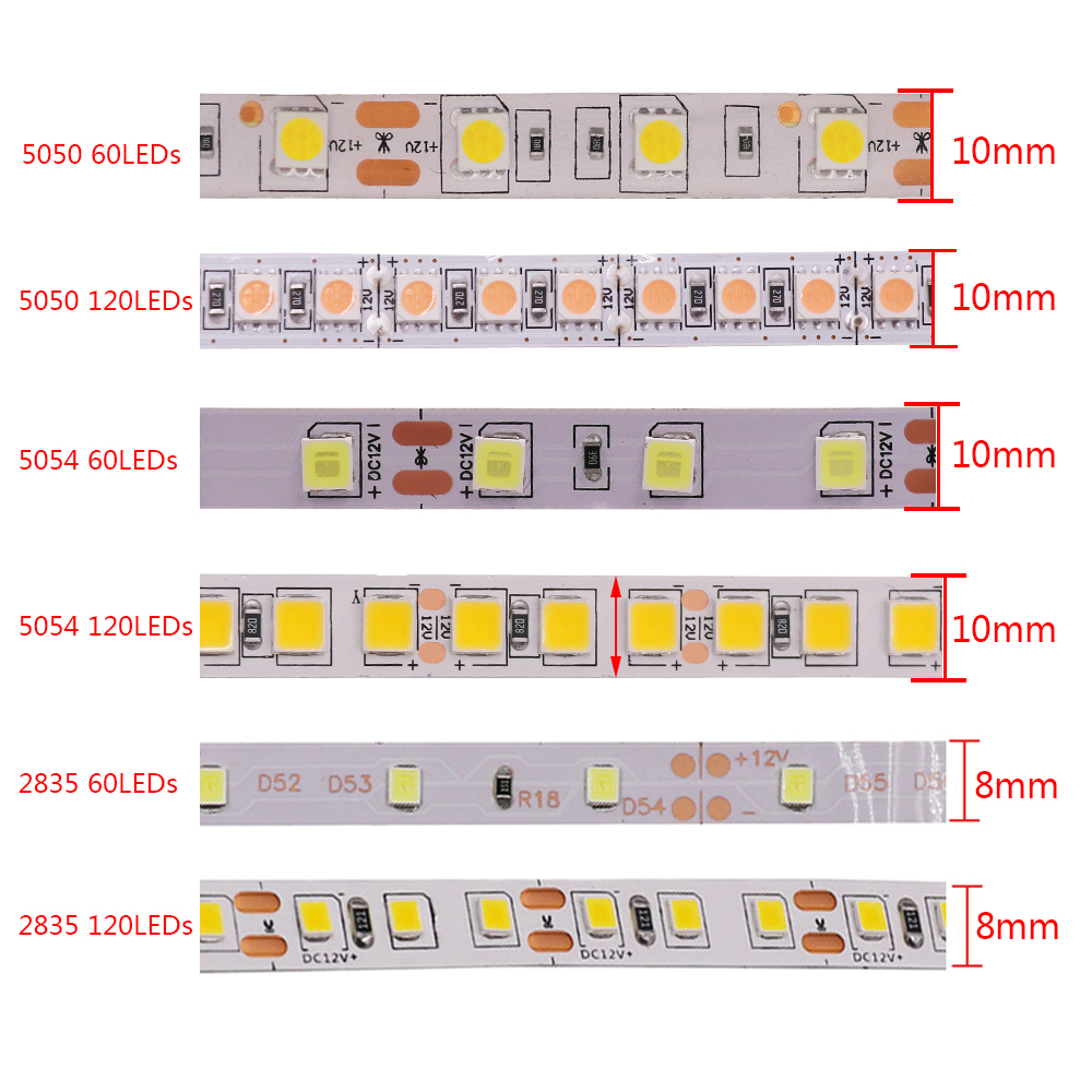 5M LED Strip SMD 5050 5054 LED Tape Waterproof Ribbon Diode 12V 2835 Flexible Neon Light 60/120Leds/m LED Lights for Room Decor