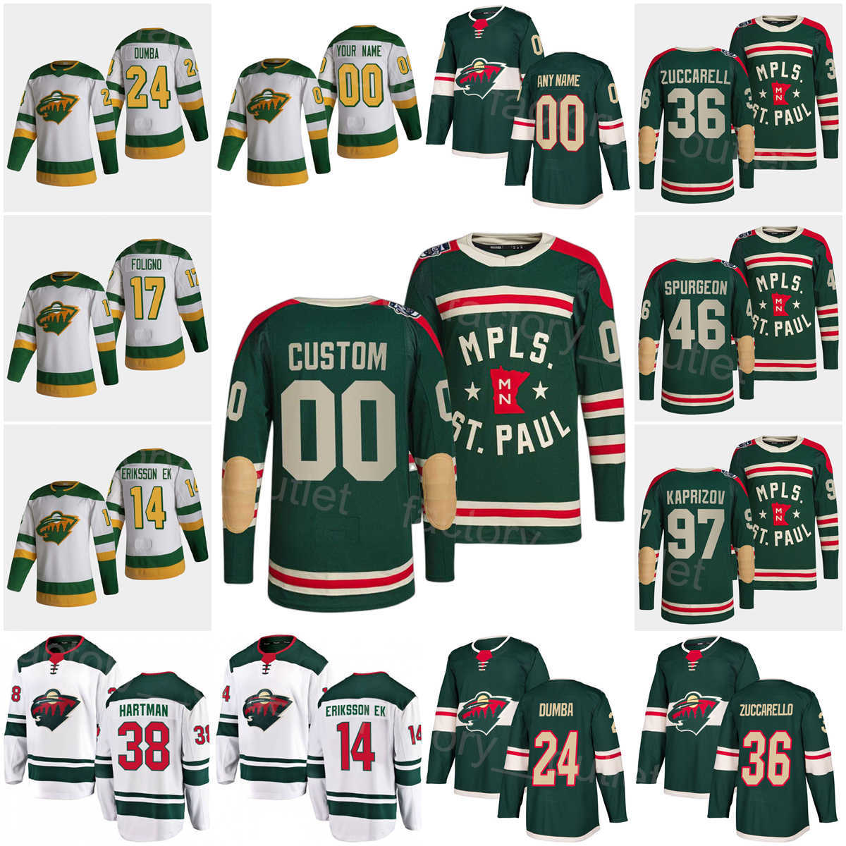 Minnesota Hockey Wild 46 Jared Spurgeon Jersey 17 Marcus Foligno 38 Ryan Hartman 14 Joel Eriksson Ek 36 Mats Zuccarello 24 Matt Dumba 97 Kirill Kaprizov Men Kids Women, White
Minnesota Hockey Wild 46 Jared Spurgeon Jersey 17 Marcus Foligno 38 Ryan Hartman 14 Joel Eriksson Ek 36 Mats Zuccarello 24 Matt Dumba 97 Kirill Kaprizov Men Kids Women, White