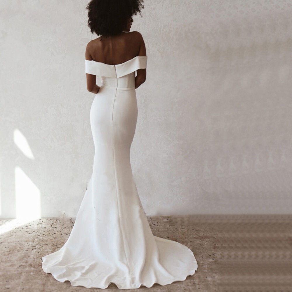 Elegant Mermaid Satin Wedding Dress for Women 2023 Sweetheart Backless Bride Gowns Off Shoulder Vestidos De Novia Robe De Mariage