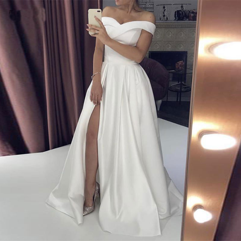 Robe De Mariee Vestido Boho Wedding Dress Off The Shoulder Longue Robe De Soiree Simple Bride Gowns Dresses, Coral
Robe De Mariee Vestido Boho Wedding Dress Off The Shoulder Longue Robe De Soiree Simple Bride Gowns Dresses, Coral