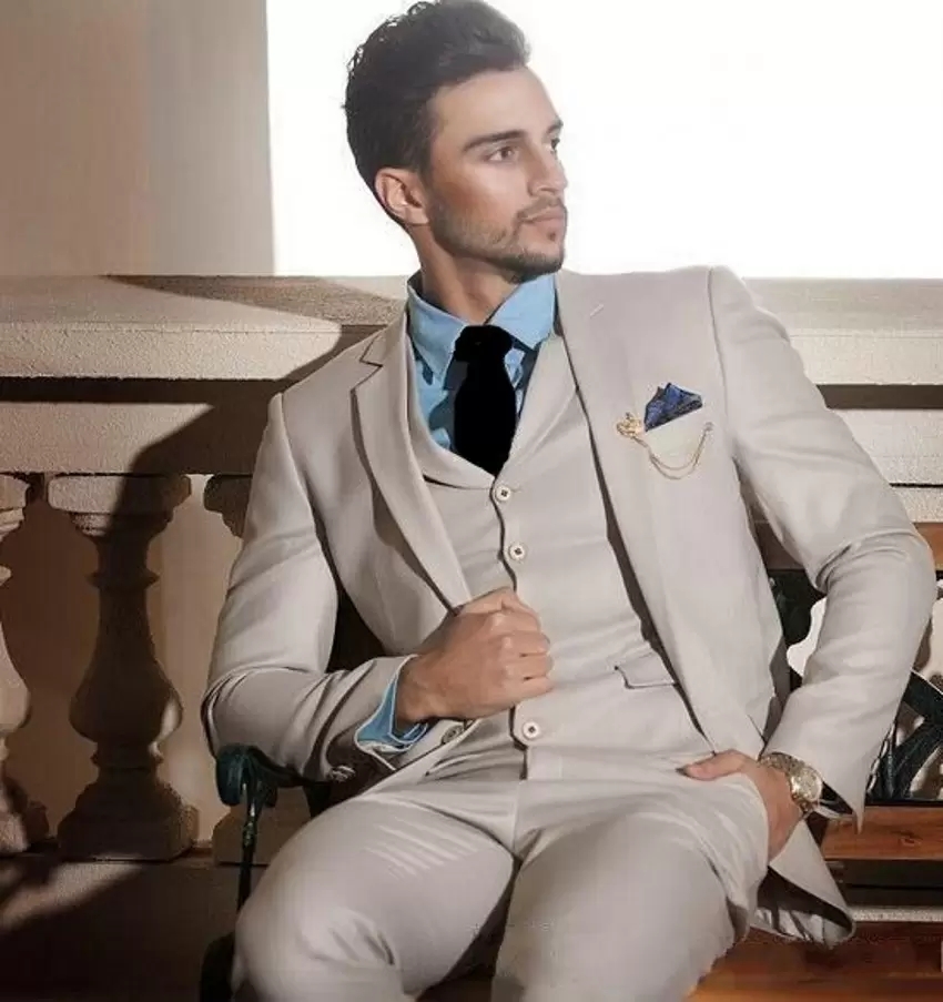 New Style Beige Groom Tuxedos Notch Lapel Groomsmen Mens Wedding Dress Excellent Man Jacket Blazer 3 Piece Suit Jacket Pants Vest, Light gray
New Style Beige Groom Tuxedos Notch Lapel Groomsmen Mens Wedding Dress Excellent Man Jacket Blazer 3 Piece Suit Jacket Pants Vest, Light gray