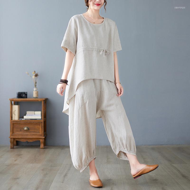 Women's Two Piece Pants Women's Johnature Casual Simple Women Pieces Sets 2022 Summer Irregular Loose Top Ankle-length Harem Pant, Beige
Women's Two Piece Pants Women's Johnature Casual Simple Women Pieces Sets 2022 Summer Irregular Loose Top Ankle-length Harem Pant, Beige