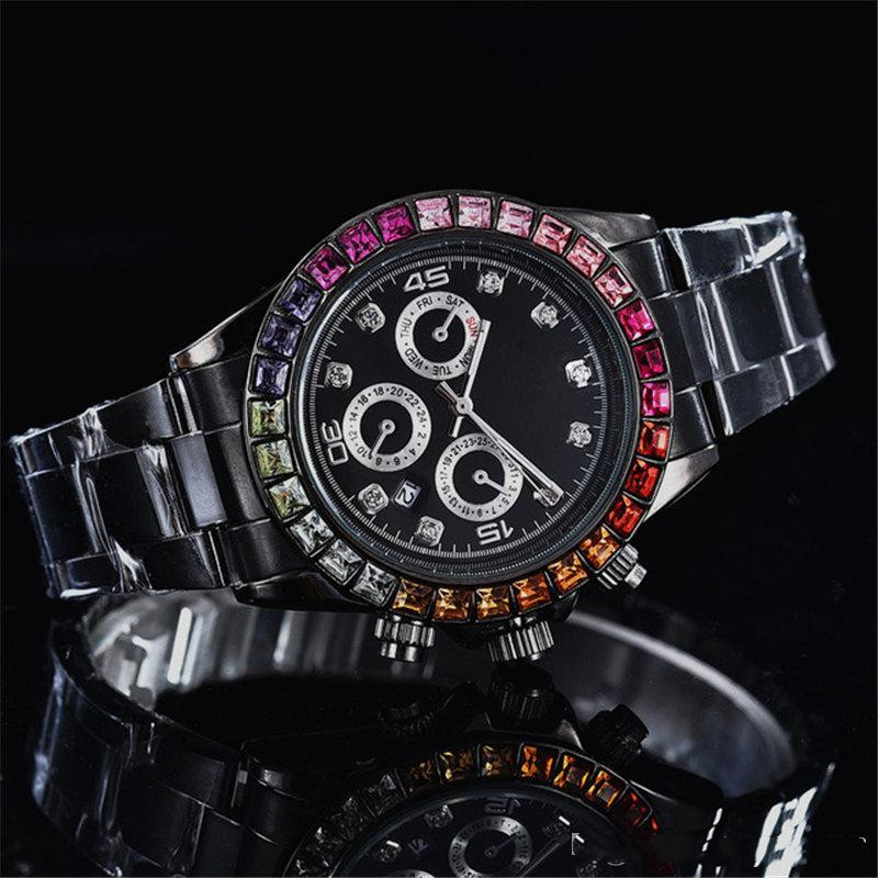 Mens Fashion Rainbow Watch Designer Automatic Quartz Movement Black Watchs Peculiar Three Eyes Six Needle Design Chronograph Multi-Function Classic Wristwatch cs, A1
Mens Fashion Rainbow Watch Designer Automatic Quartz Movement Black Watchs Peculiar Three Eyes Six Needle Design Chronograph Multi-Function Classic Wristwatch cs, A1