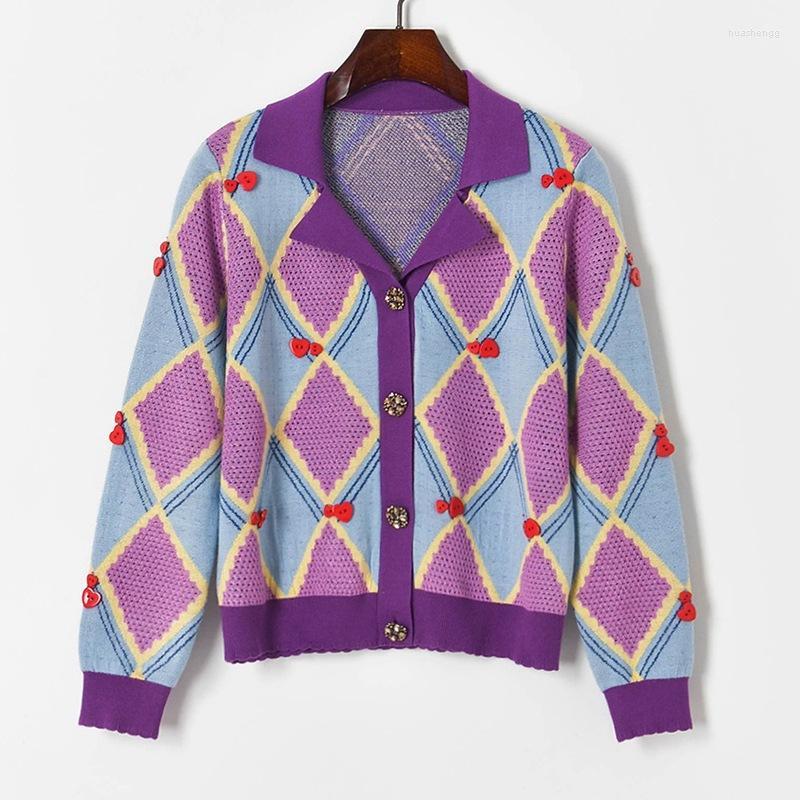 Women' Knits Women' & Tees Contrast Color Jacquard Knitted Cardigan Crop Top 2022 Hollow Out Argyle Notched Collar Crystal Heart, Purple
Women' Knits Women' & Tees Contrast Color Jacquard Knitted Cardigan Crop Top 2022 Hollow Out Argyle Notched Collar Crystal Heart, Purple