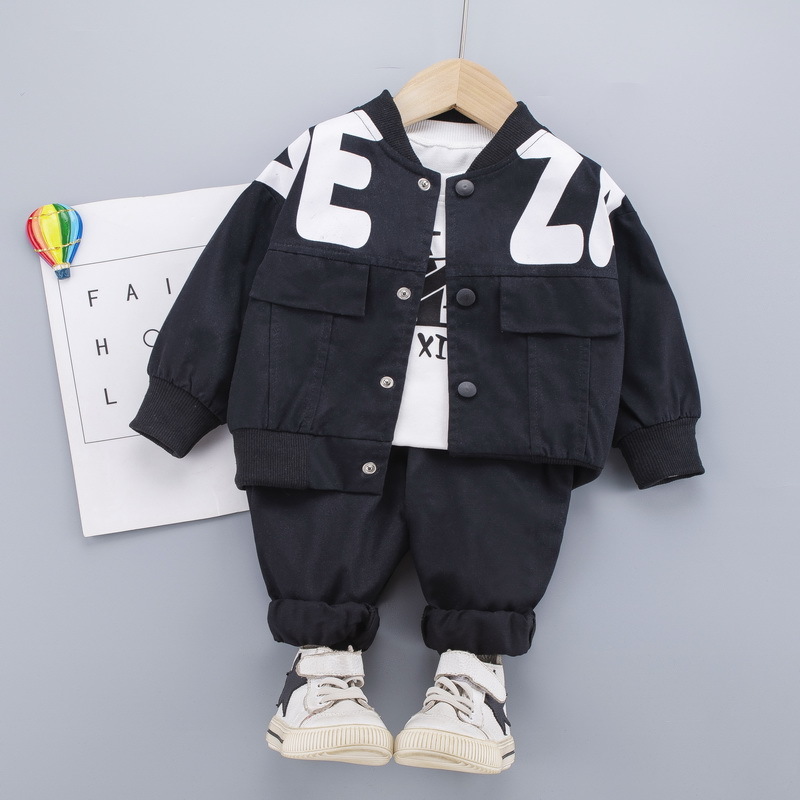 Clothing Sets Boys Children Fashion Cartoon Baby Long Sleeve T-shirt Coat And Pants Suit 3pcs Outfits Kids Sport Suit1-4 years 221107