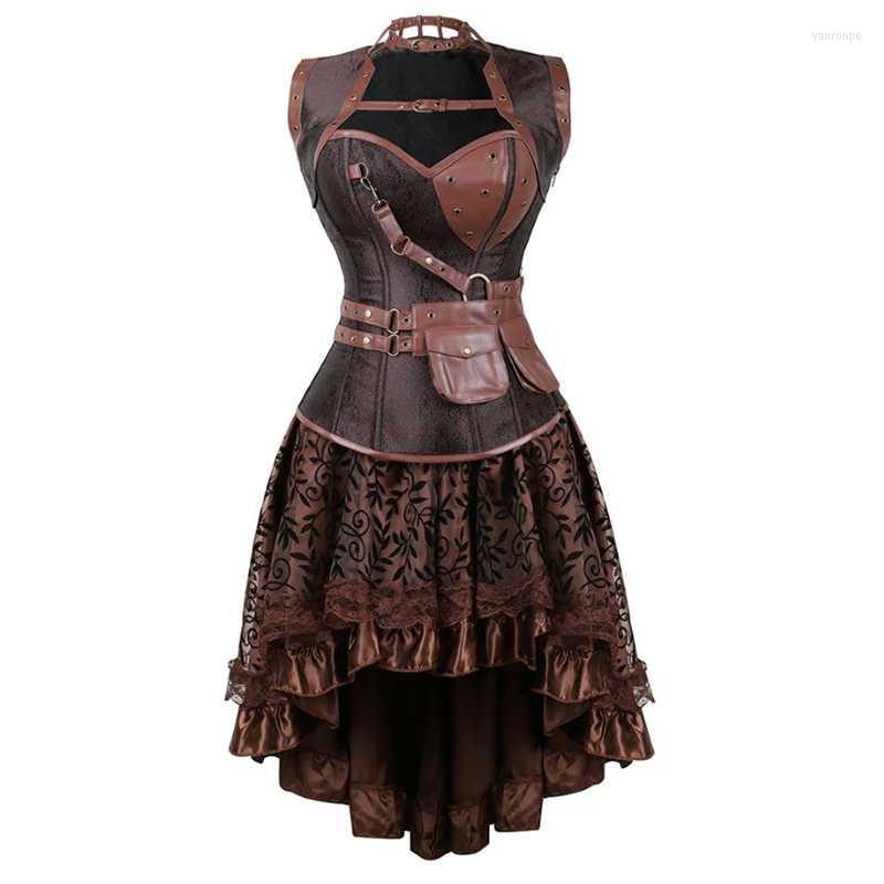 Bustiers & Corsets Steampunk Corset Dresses Gothic And Lingerie Top With Asymmencal Floral Lace Skirt Set Brown Dress For, 20817056-brown
Bustiers & Corsets Steampunk Corset Dresses Gothic And Lingerie Top With Asymmencal Floral Lace Skirt Set Brown Dress For, 20817056-brown
