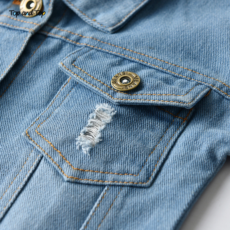 Jackets Top and Spring Autumn Kids Casual Jacket Girls Ripped Holes Jeans Coats Little Boys Denim Outerwear Costume 12M-6Y 221107