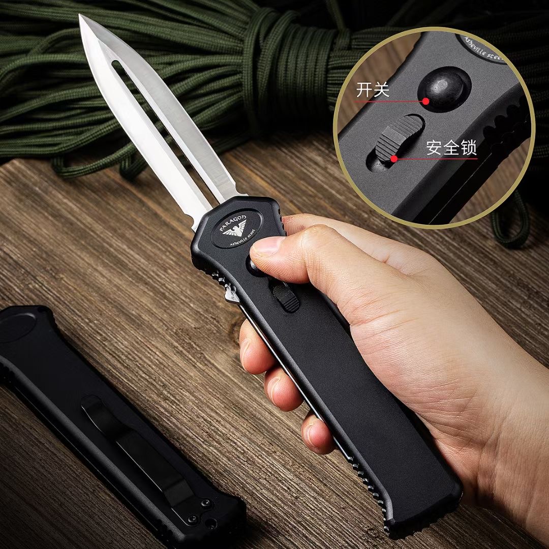 2022 Asheville Steel Paragon Phoenix Auto Knife Black 3.8" Two-Tone Satin DE Blade Aeronautical aluminium Handle Cold-steel knife
2022 Asheville Steel Paragon Phoenix Auto Knife Black 3.8" Two-Tone Satin DE Blade Aeronautical aluminium Handle Cold-steel knife